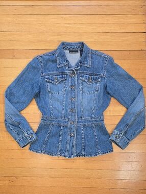 DKNY JEANS Denim Peplum Jacket Medium Blue VGUC Women's M